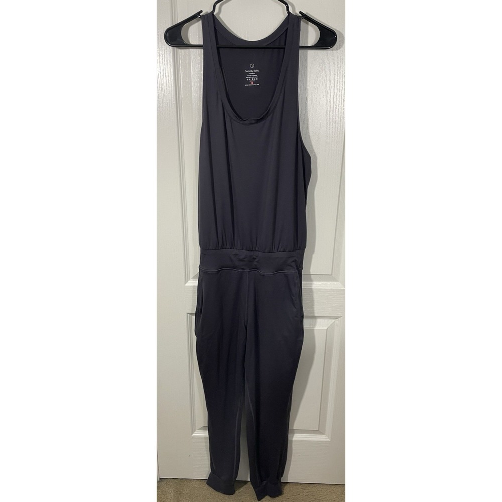 Sweaty Betty Gary Romper Large Gray Athleisure Yoga Relax Jogger Racerback Comfy